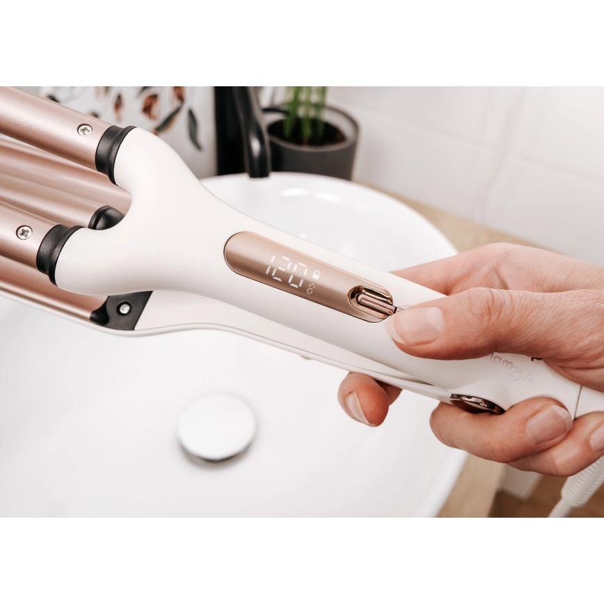 Concept KT2140 - Arricciacapelli triplo GLAM STYLE 100W/230V bianco/oro rosa