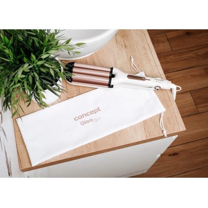 Concept KT2140 - Arricciacapelli triplo GLAM STYLE 100W/230V bianco/oro rosa