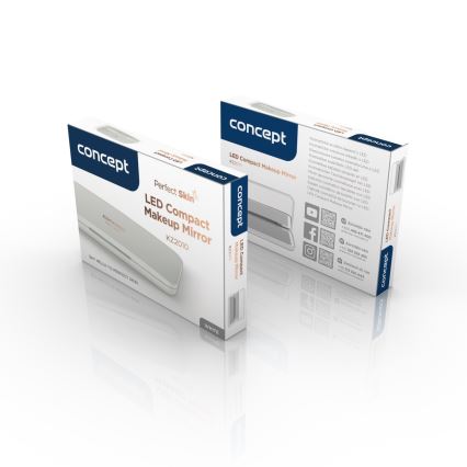 Concept KZ2020 - Specchietto cosmetico tascabile PERFECT SKIN con illuminazione LED/1,5W/5V 4500-5500K 300 mAh nero