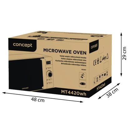 Concept MT4420wh - Forno a microonde 800 W/230 V, 20 L, bianco