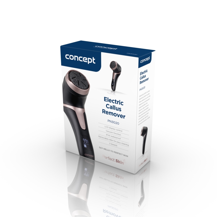 Concept PN3020 - Lima elettrica per talloni PERFECT SKIN 5V 1200 mAh IPX6 nero/oro rosa