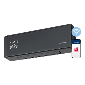 Concept QH4100 - Riscaldatore elettrico 1000/2000W Wi-Fi IP22 grigio + telecomando