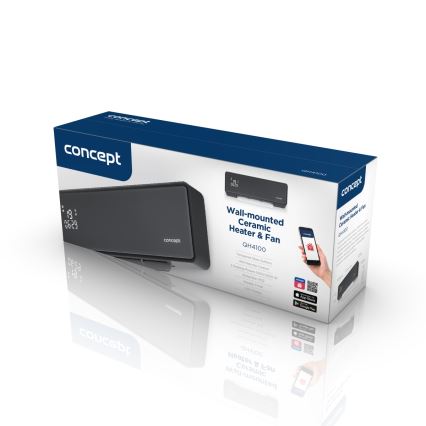 Concept QH4100 - Riscaldatore elettrico 1000/2000W Wi-Fi IP22 grigio + telecomando