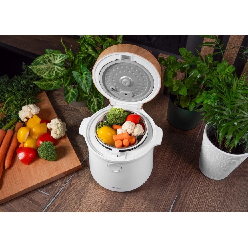 Concept RE3030 - Cuociriso digitale 2 in 1 380W/230V 1,5 l bianco/effetto legno