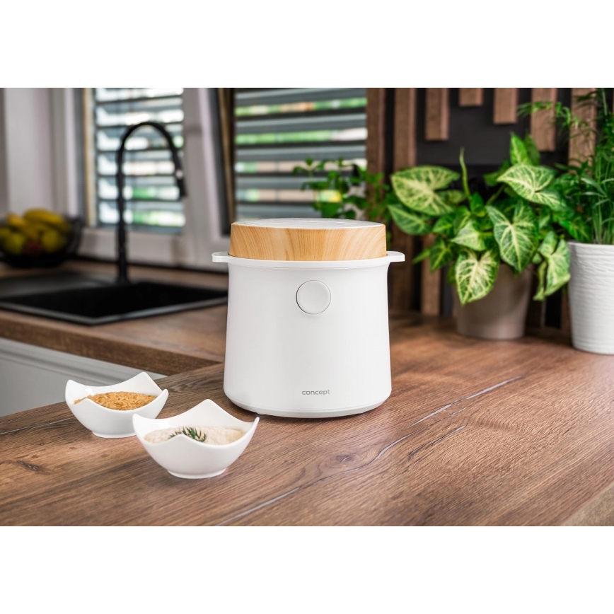 Concept RE3030 - Cuociriso digitale 2 in 1 380W/230V 1,5 l bianco/effetto legno