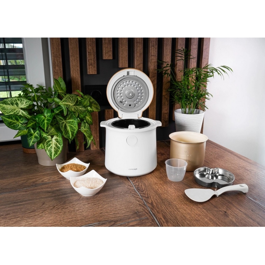 Concept RE3030 - Cuociriso digitale 2 in 1 380W/230V 1,5 l bianco/effetto legno