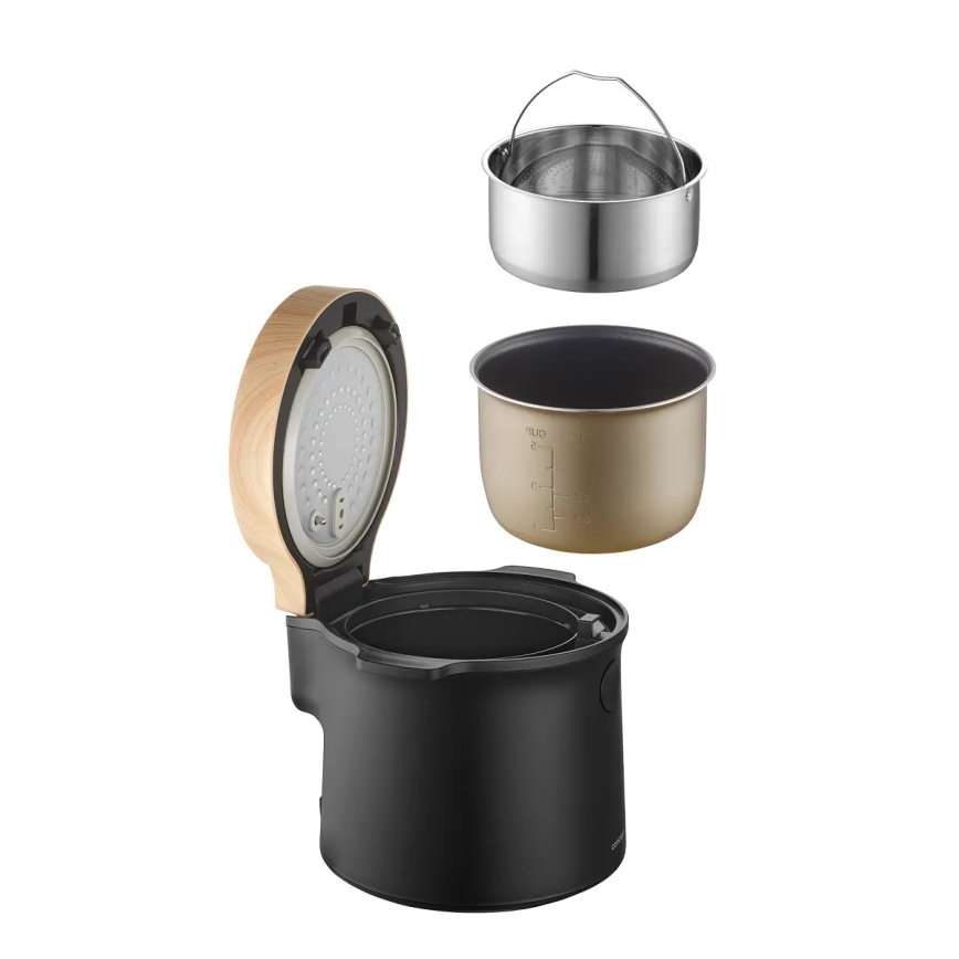 Concept RE4040 - Cuociriso digitale 2 in 1 450 W/230 V 2 l nero/effetto legno