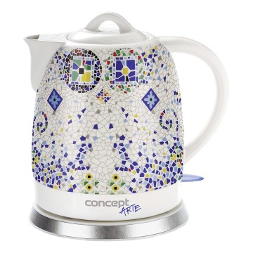 Concept RK0020 - Bollitore elettrico 1,5 l 1350W/230V multicolore/ceramica