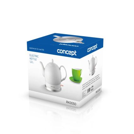 Concept RK0050 - Bollitore elettrico 1,2 l 1000W/230V bianco/ceramica