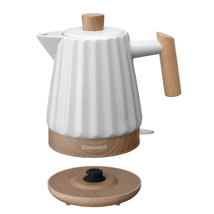 Concept RK0090 - Bollitore elettrico 1,5 l 1500 W/230 V bianco/effetto legno/ceramica