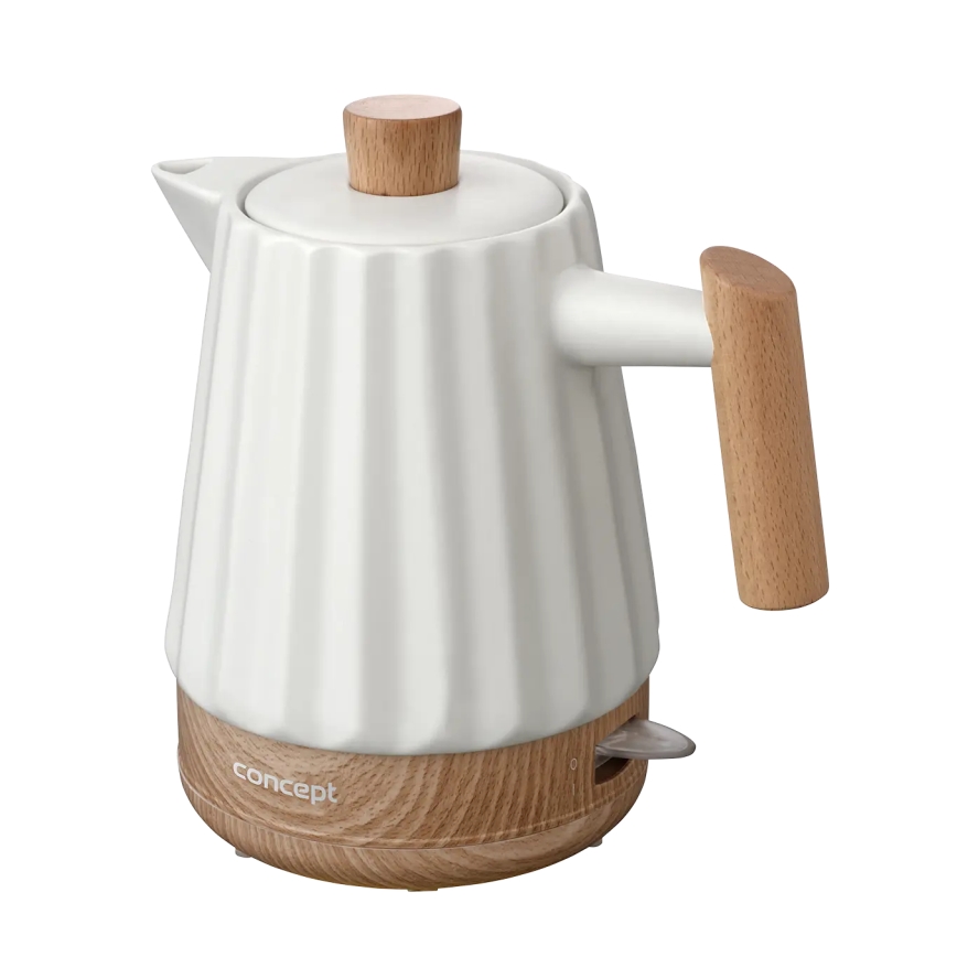 Concept RK0090 - Bollitore elettrico 1,5 l 1500 W/230 V bianco/effetto legno/ceramica