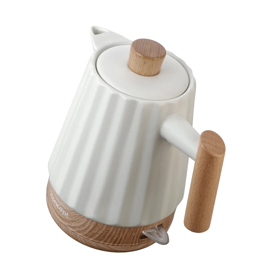 Concept RK0090 - Bollitore elettrico 1,5 l 1500 W/230 V bianco/effetto legno/ceramica