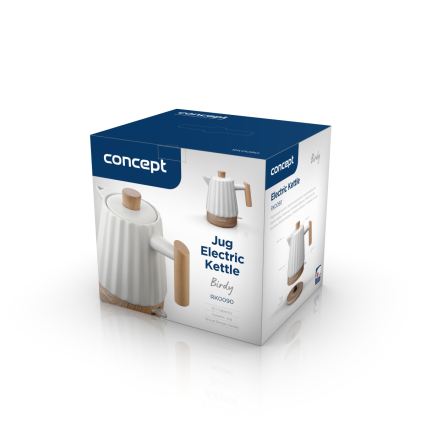Concept RK0090 - Bollitore elettrico 1,5 l 1500 W/230 V bianco/effetto legno/ceramica