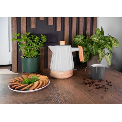 Concept RK0091 - Bollitore elettrico 1,5 l, 1500 W/230 V, grigio chiaro/effetto legno/ceramica