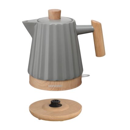 Concept RK0092 - Bollitore elettrico rapido 1,5 l 1500W/230V grigio scuro/effetto legno/ceramica