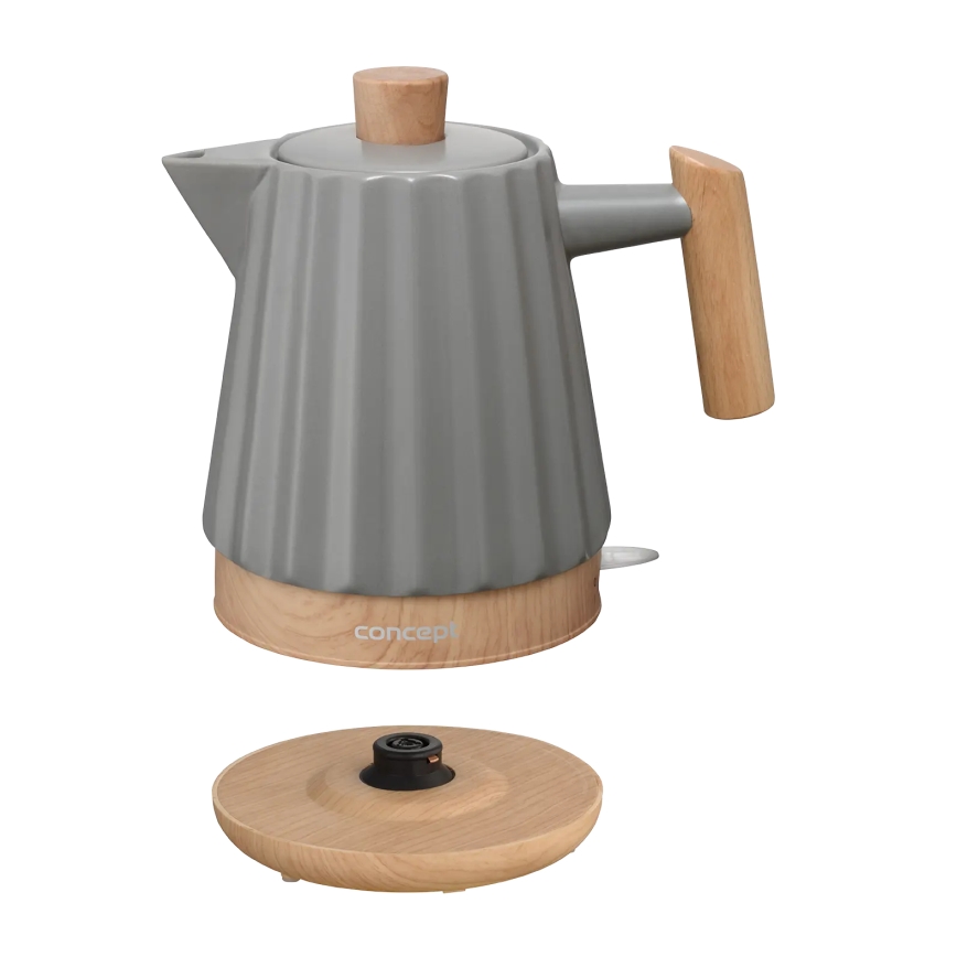 Concept RK0092 - Bollitore elettrico rapido 1,5 l 1500W/230V grigio scuro/effetto legno/ceramica