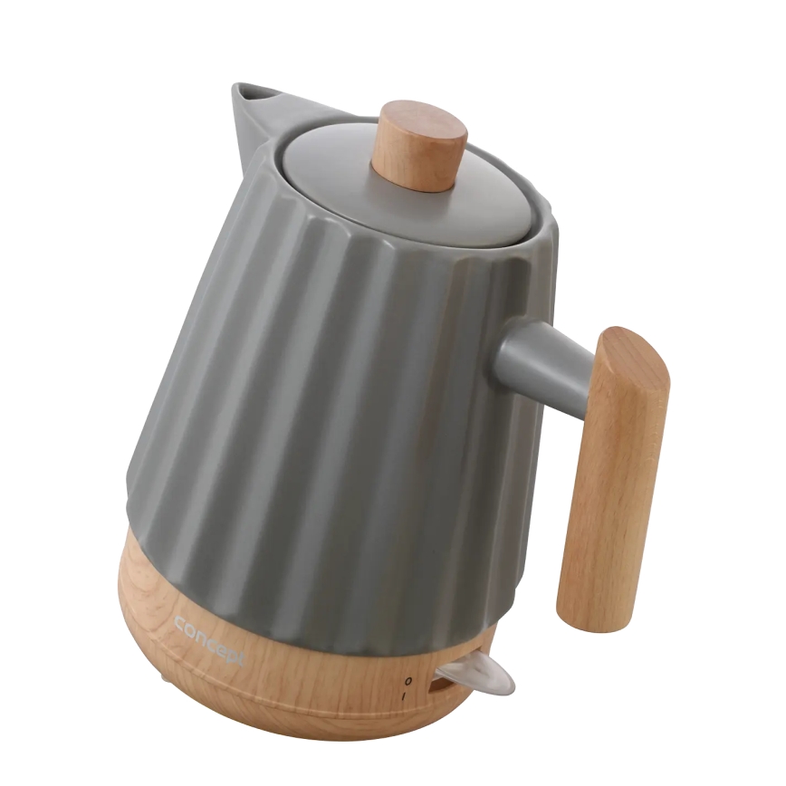 Concept RK0092 - Bollitore elettrico rapido 1,5 l 1500W/230V grigio scuro/effetto legno/ceramica