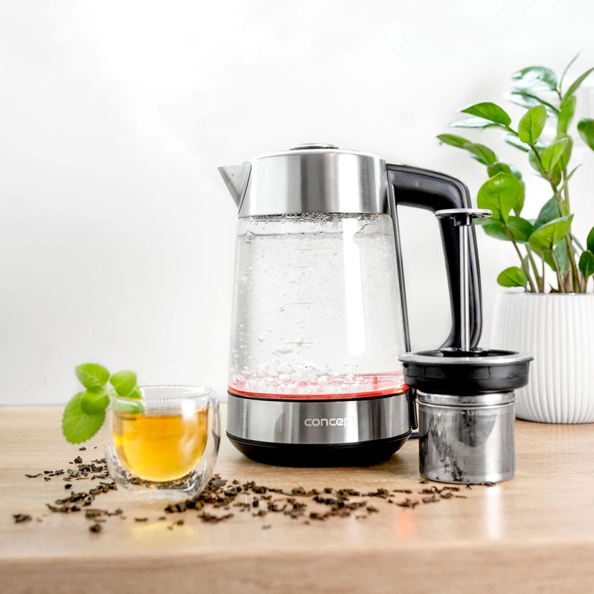 Concept RK4190 - Bollitore elettrico con regolazione della temperatura e filtro, 1,7 l, 2200W/230V in acciaio inox
