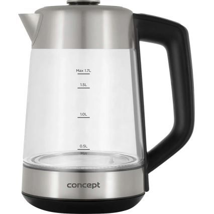 Concept RK4190 - Bollitore elettrico con regolazione della temperatura e filtro, 1,7 l, 2200W/230V in acciaio inox