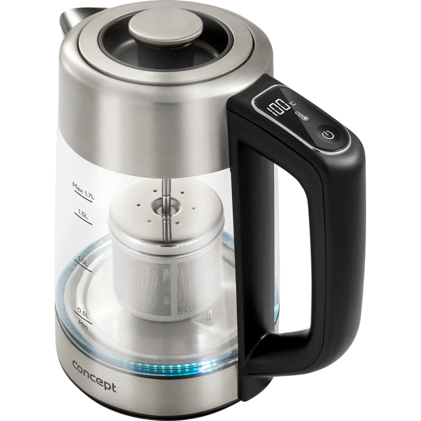 Concept RK4190 - Bollitore elettrico con regolazione della temperatura e filtro, 1,7 l, 2200W/230V in acciaio inox