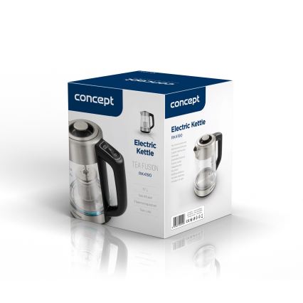 Concept RK4190 - Bollitore elettrico con regolazione della temperatura e filtro, 1,7 l, 2200W/230V in acciaio inox