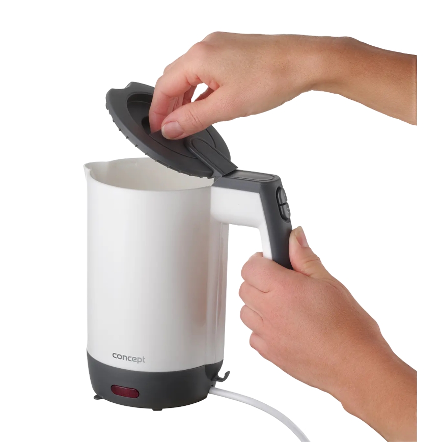 Concept RK7030 - Bollitore elettrico da viaggio 0,5 l 1080W/230V grigio/bianco + 2 tazze