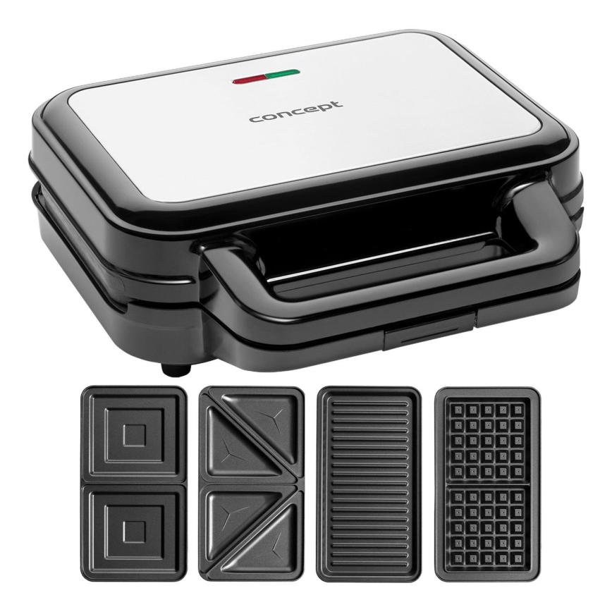 Concept SV3070 - Tostapane XXL 4 in 1 900W/230V nero/acciaio inox
