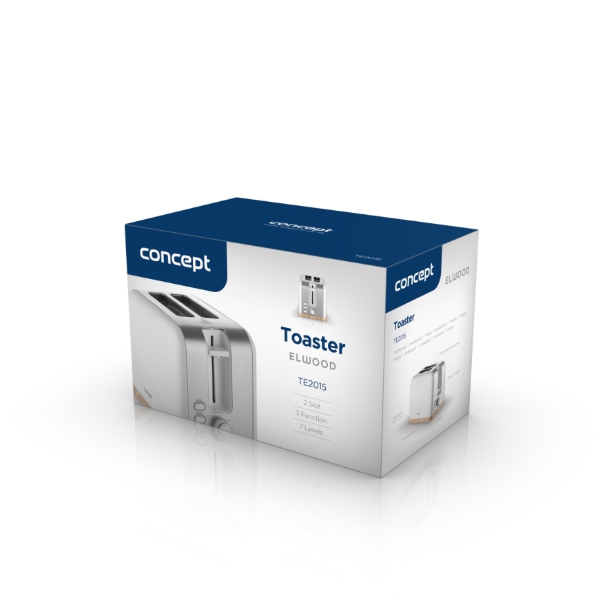 Concept TE2015 - Tostapane per 2 fette 930W/230V bianco
