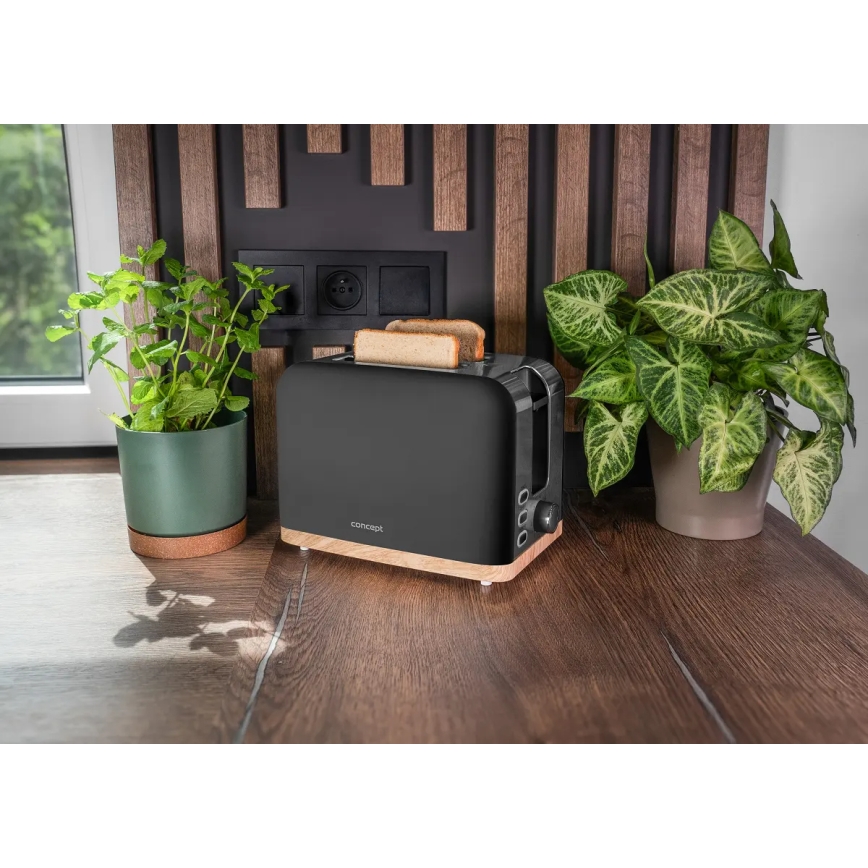 Concept TE2016 - Tostapane per 2 fette con griglia riscaldante 930W/230V, nero