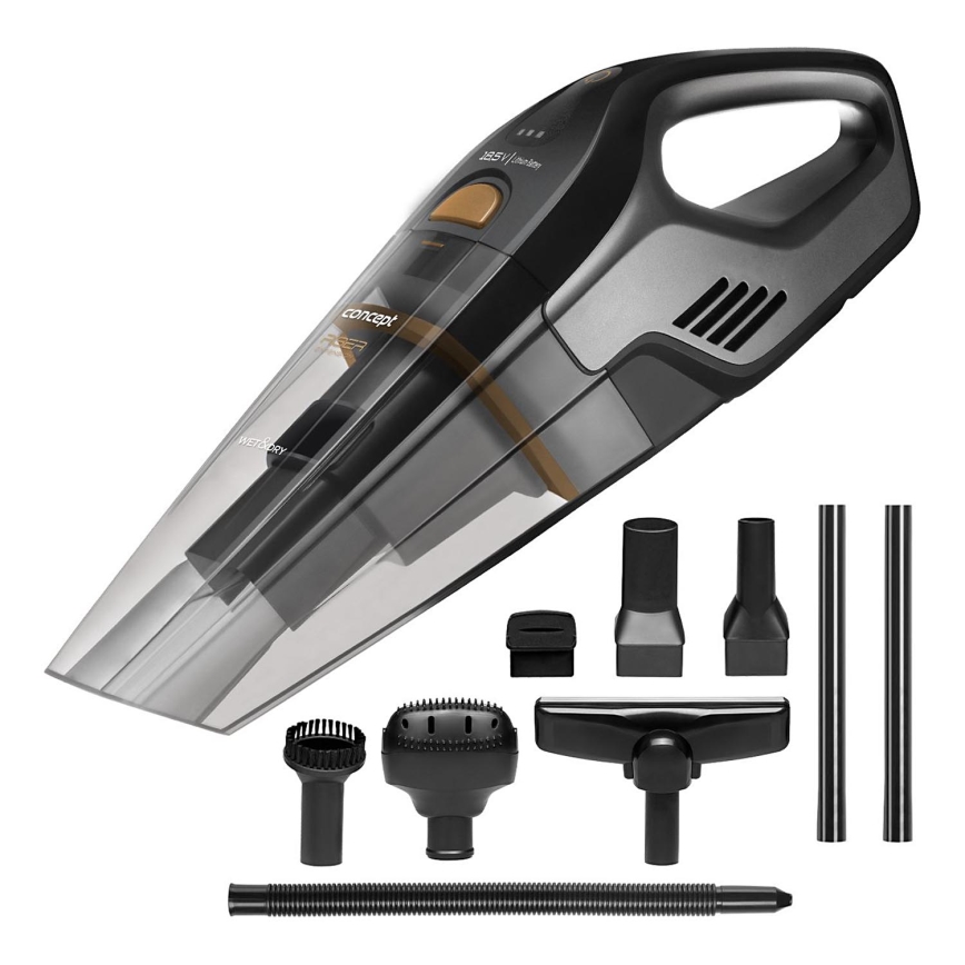 Concept VP4353 - Aspirapolvere portatile WET & DRY con prolunga RISER 110W/18,5V 2200 mAh nero