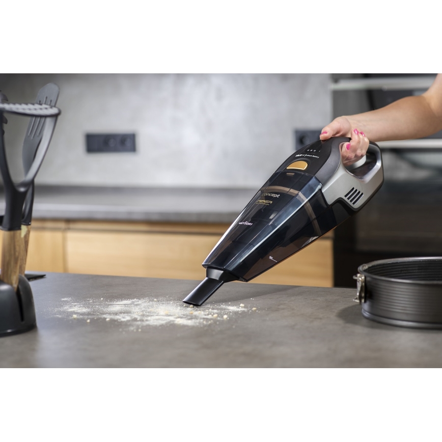 Concept VP4353 - Aspirapolvere portatile WET & DRY con prolunga RISER 110W/18,5V 2200 mAh nero
