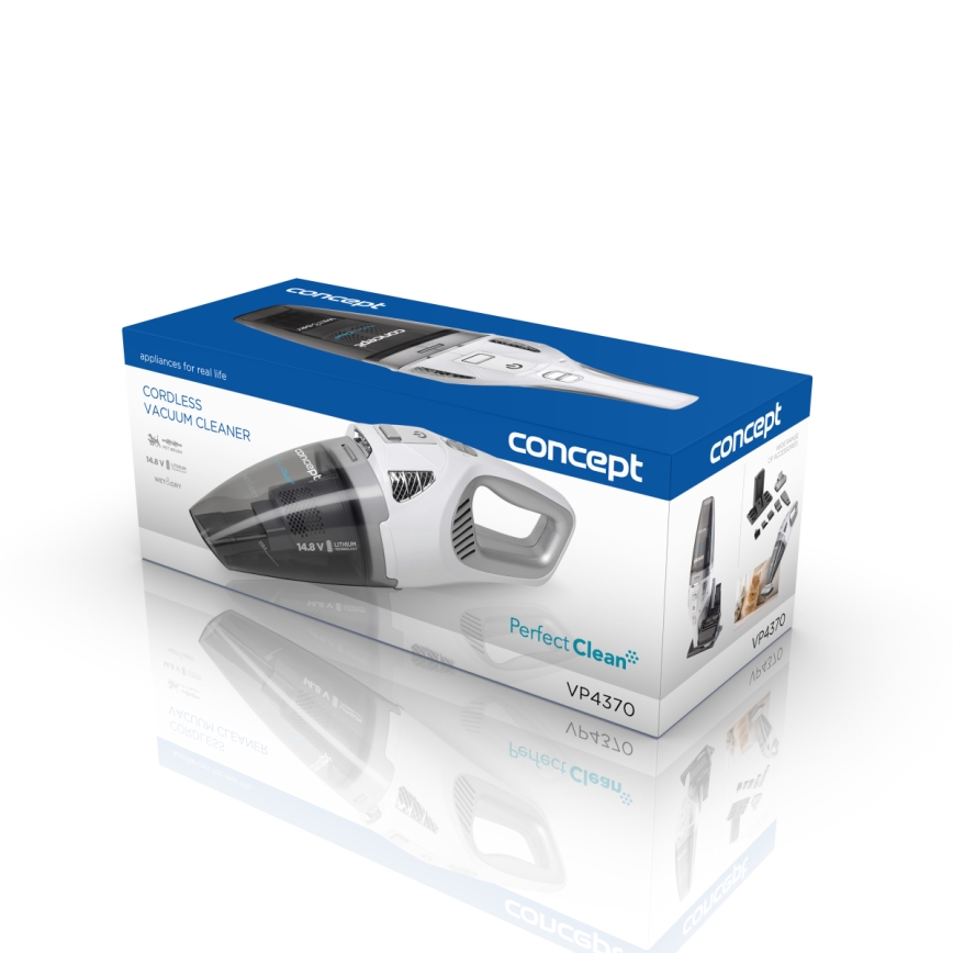 Concept VP4370 - Aspirapolvere portatile WET & DRY PERFECT CLEAN 90W/14,8V 2200 mAh bianco