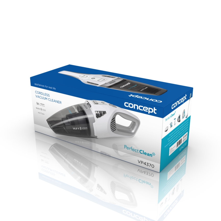 Concept VP4370 - Aspirapolvere portatile WET & DRY PERFECT CLEAN 90W/14,8V 2200 mAh bianco