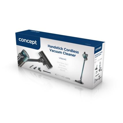 Concept VP6045 - Scopa elettrica 2 in 1 a bastone e portatile ICONIC SUCTION PRO, 450 W / 29,6 V, 2500 mAh, blu