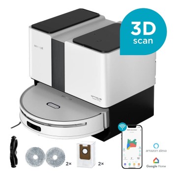 Concept VR4050 - Robot aspirapolvere intelligente 2 in 1 con funzione lavapavimenti OPTIMUS AQUA PRO LASER 3D 600W/230V 5200 mAh Wi-Fi bianco