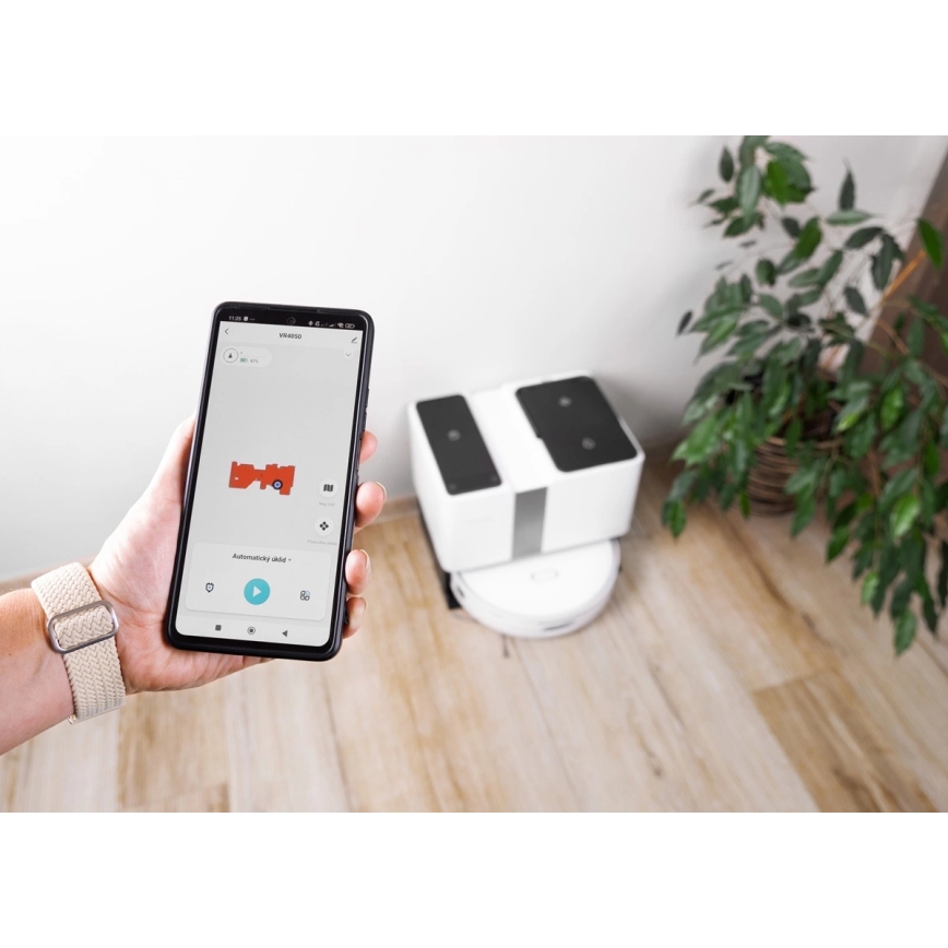 Concept VR4050 - Robot aspirapolvere intelligente 2 in 1 con funzione lavapavimenti OPTIMUS AQUA PRO LASER 3D 600W/230V 5200 mAh Wi-Fi bianco