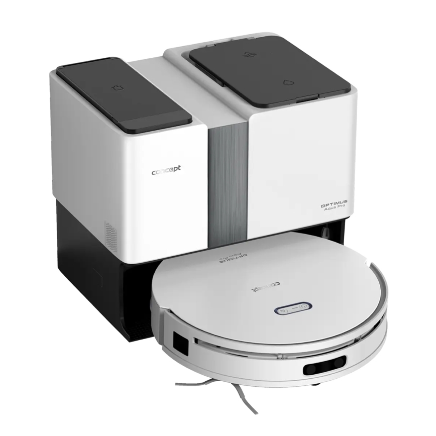Concept VR4050 - Robot aspirapolvere intelligente 2 in 1 con funzione lavapavimenti OPTIMUS AQUA PRO LASER 3D 600W/230V 5200 mAh Wi-Fi bianco