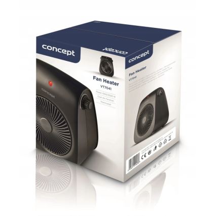 Concept vt7041 - Ventilatore con elemento riscaldante 1000/2000W/230V nero