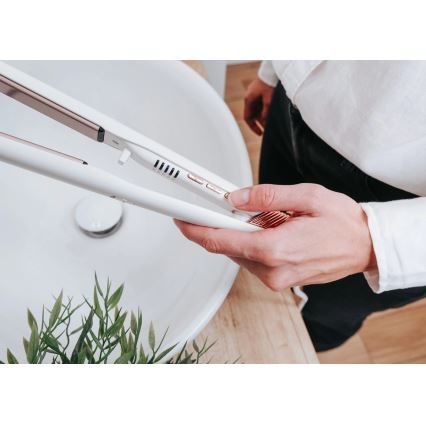 Concept VZ2110 - Piastra per capelli GLAM STYLE 48W/230V bianca/oro rosa