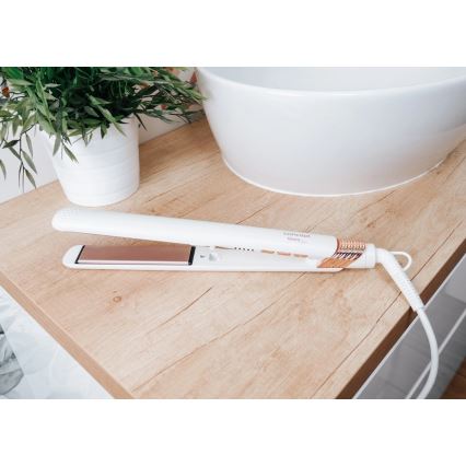Concept VZ2110 - Piastra per capelli GLAM STYLE 48W/230V bianca/oro rosa