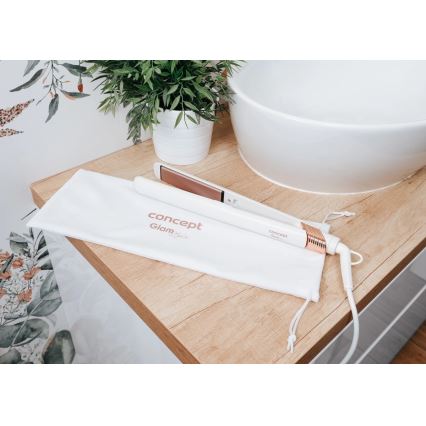 Concept VZ2110 - Piastra per capelli GLAM STYLE 48W/230V bianca/oro rosa