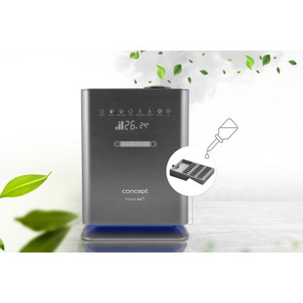 Concept ZV2021-  Umidificatore d'aria con diffusore di aromi PERFECT AIR SMART 4,6 l 110W/230V Wi-Fi antracite + telecomando