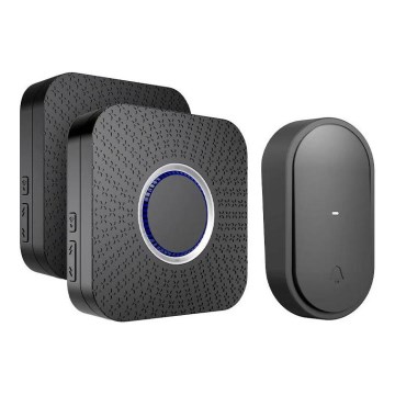 Confezione da 2 campanelli wireless da presa, a energia cinetica, 230V, nero