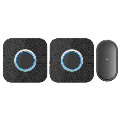 Confezione da 2 campanelli wireless da presa, a energia cinetica, 230V, nero