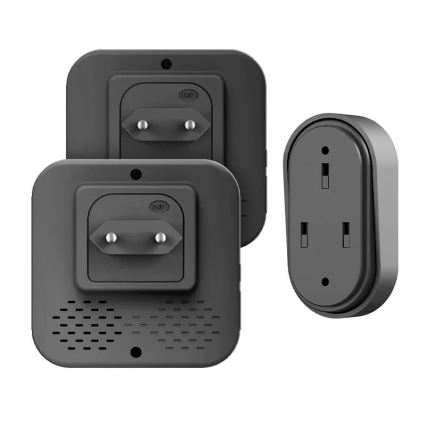 Confezione da 2 campanelli wireless da presa, a energia cinetica, 230V, nero