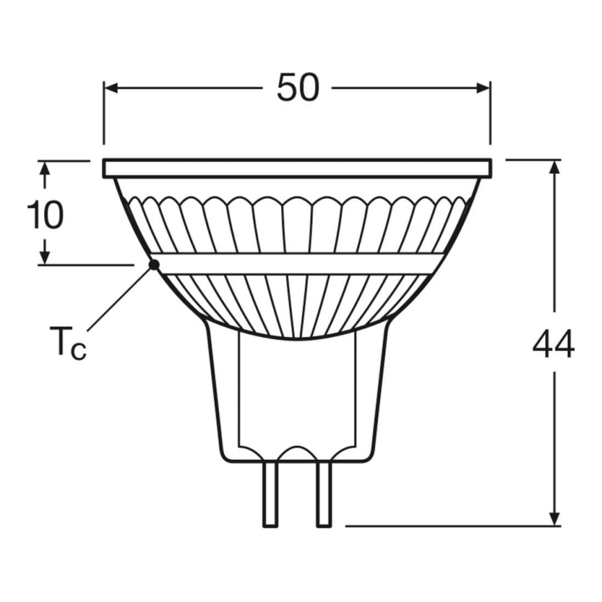 Confezione da 2 lampadine LED dimmerabili a riflettore MR16 GU5,3/5W/12V 2700K 36° CRI 90 - Osram