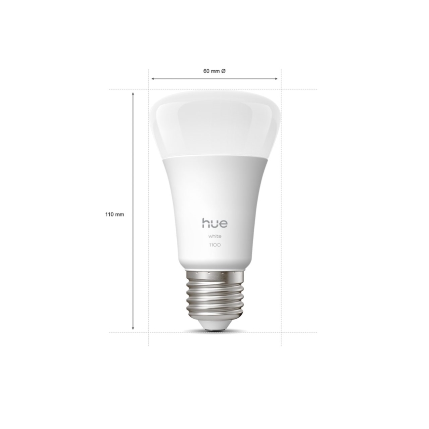 Confezione da 2 lampadine LED dimmerabili Philips Hue WHITE, attacco E27, 9,5 W, 230 V, 2700 K