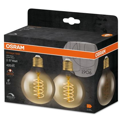 Confezione da 2 lampadine LED dimmerabili Vintage a filamento E27/4,8W/230V 2200K - Osram