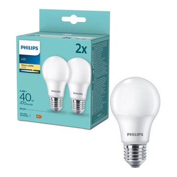 Confezione da 2 lampadine LED Philips A60 E27/4,9W/230V 2700K