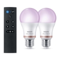 Confezione da 2 lampadine LED RGB dimmerabili Philips SMART A60 E27/8,5W/230V 2200-6500K + telecomando